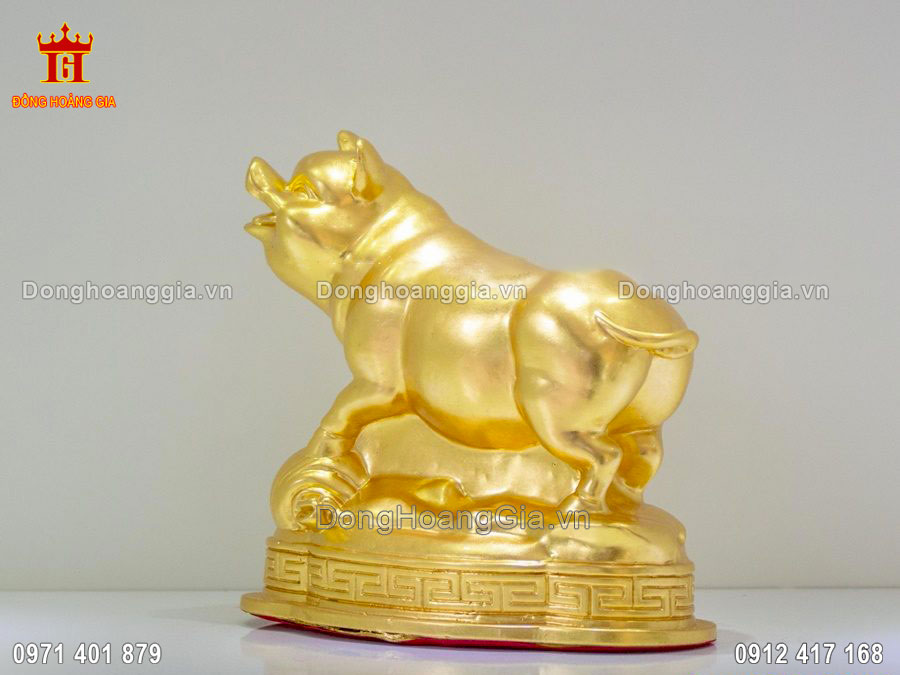 Tượng heo phong thủy bằng đồng mạ vàng cao cấp